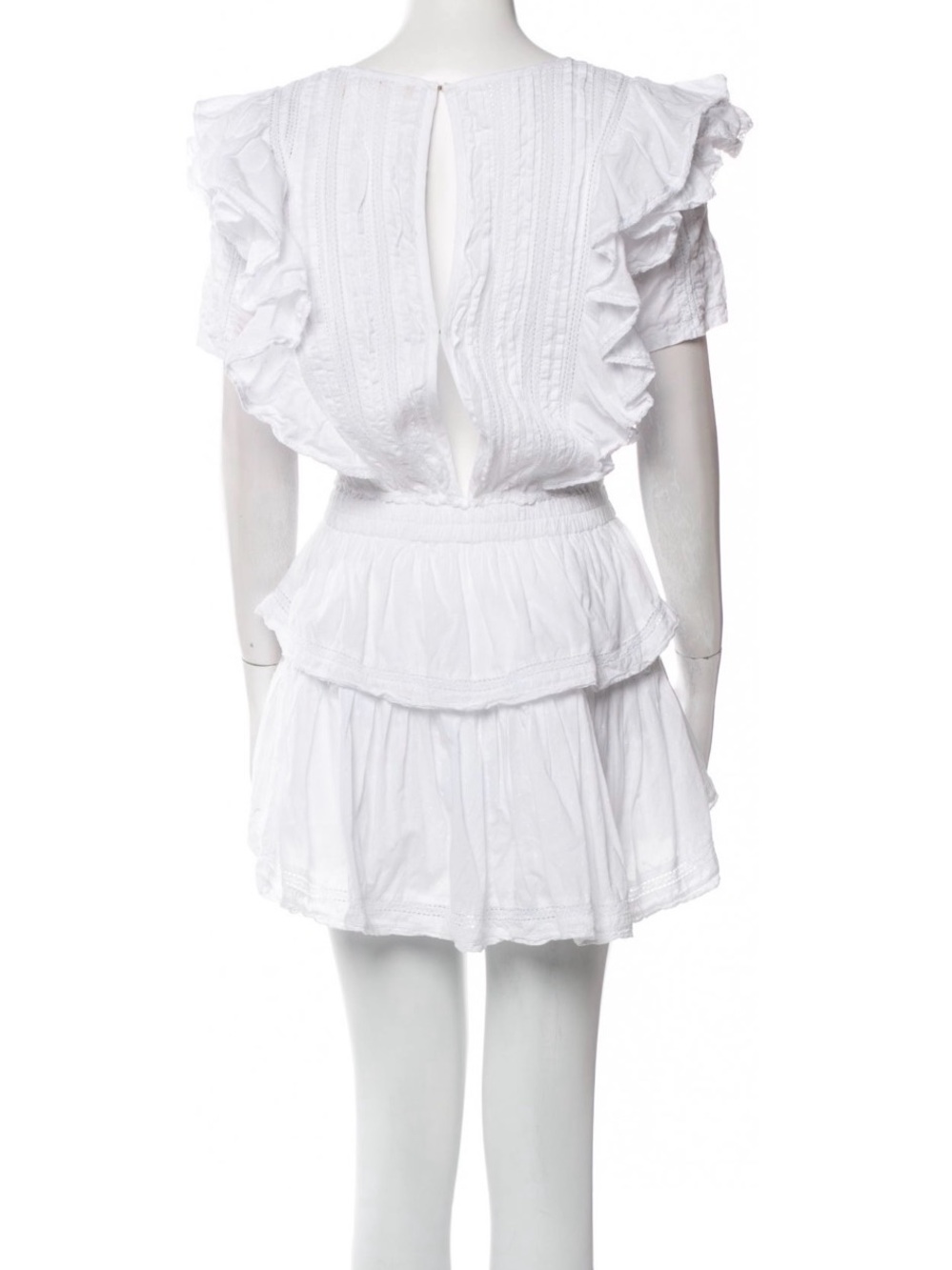 Love Shack Fancy Women's White Ruffled Short Dress - Picture 2 of 4